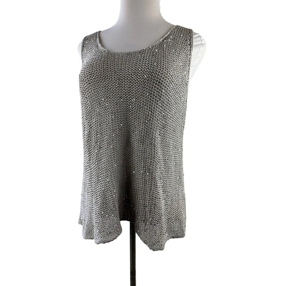 Eileen Fisher Sequin Chainmail Open Knit Sweater Tank Top Women's Plus Size 2X - Picture 8 of 10
